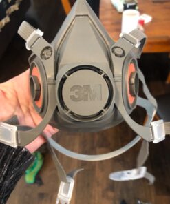 3M Half Facepiece Reusable Respirator 6300, NIOSH, Four-Point Harness, Comfortable Fit, Dual Airline Supplied Air Compatible, Bayonet Connections, Painting, Sanding, Cleaning, Large 33 81hIORkLJWL