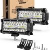 NAOEVO 7 inch LED Light Bar, 240W 24,000LM Offroad Fog/Driving Lights LED Pods with Spot Flood Combo Beam, Waterproof LED Work Lights for Truck Boat UTV ATV Jeep, 2 Pack (White) White 17 81hIaJbcnzL