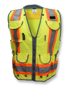 Alternative view of Radians SV55 Class 2 Heavy Woven Two Tone Engineer Vest with Padded Neck to Support Extra Weight in Cargo Pockets X-Large Green