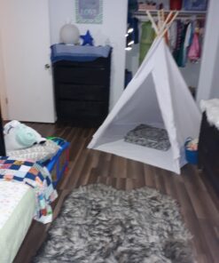 6' Giant Teepee Play House of Pine Wood with Carry Case by Trademark Innovations (White) 54 81hJMAq3v8L