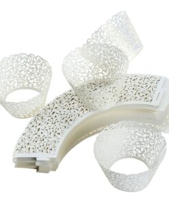SUYEPER 100pcs Cupcake Wrappers Artistic Bake Cake Paper Cups Little Vine Lace Laser Cut Liner Baking Cup Muffin Case Trays for Wedding Party Birthday Decoration (White) White 25 81hK7kKCXHL