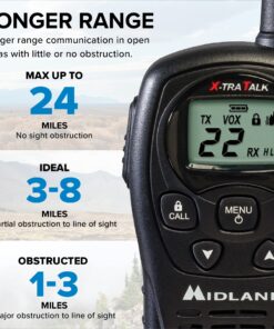 Midland - LXT500VP3, 22 Channel FRS Walkie Talkies with Channel Scan - Extended Range Two Way Radios, Silent Operation, Batteries Included (Pair Pack) (Black) Pair Pack - Black 27 81hK9m37ZaL