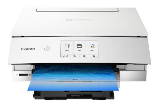 Canon TS8220 Wireless All in One Photo Printer with Scannier and Copier, Mobile Printing, White, Works with Alexa TS8220-Wireless Photo Printing