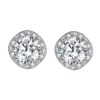 EVER FAITH 925 Sterling Silver Cubic Zirconia Elegant Cushion Cut Halo Stud Earrings