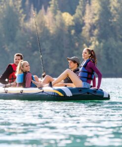 INTEX Seahawk Inflatable Boat Series: Includes Deluxe Aluminum Oars and High-Output Pump – SuperStrong PVC – Fishing Rod Holders – Heavy Duty Grab Handles – Gear Pouch Seahawk 4 Boat Set 30 81hM6qLt L