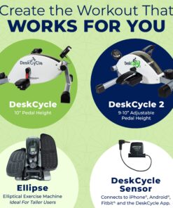 DeskCycle Under Desk Bike Pedal Exerciser - Mini Exercise Bike Desk Cycle, Leg Exerciser for Physical Therapy & Desk Exercise - Adjustable Leg and Standard Versions White Standard Height 33 81hNlmqxVpL