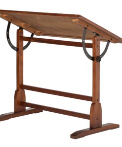 Studio Designs Vintage Drafting Table - Antique Design Solid Wood Drafting Table with Built-In Pencil Groove and Pencil Ledge - Angle Adjustable Work Surface Rustic Oak 42" 48 81hPmEymjL