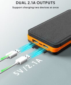 FEELLE Solar Charger Power Bank - 25000mAh Portable Phone Charger 3A Fast Charging External Battery Pack with 4 Solar Panels for Phone Outdoor Camping Orange Yellow 33 81hSwMr55bL