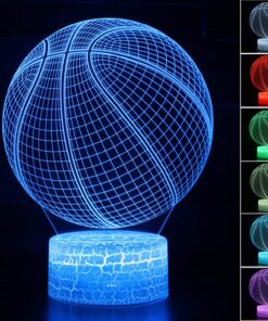 3D Illusion Basketball Night Lamp 16 Color change Touch White Crack Base Remote Control Birthday Present Boys Girls Party Kids Home Decor Desk basketball lover teenager christmas gifts xmas gift 13 81hU30dxPaL