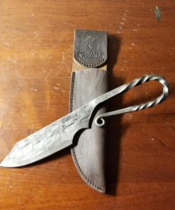 Norse Tradesman Handforged Viking Knife With Twisted Hilt Design & Leather Sheath - 5" Carbon Steel Blade Twist 17 81hV13DEoNL