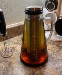Airtight Cold Brew Iced Coffee Maker Pitcher (& Iced Tea Maker) with Spout – 1.5L/ 51oz Ovalware RJ3 Brewing Glass Carafe with Removable Stainless Steel Filter 1.5 Liter 46 81hZ8KXs1yL