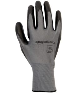 AmazonBasics Polyurethane Coated Work Gloves, Polyester Liner Fiber, Touch Screen, Grey, Size 10, XL, 12-Pair 10/XL 9 81hZGHQZPCL