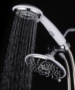 HotelSpa 30-Setting Ultra-Luxury 3 Way Rainfall Shower-Head/Handheld Shower Combo with Patented ON/OFF Pause Switch (Dual White/Chrome Finish) 5 ft Hose Chrome & White 23 81hbdxq0lBL