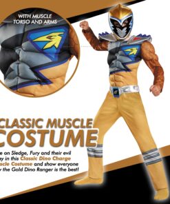 Gold Ranger Dino Charge Classic Muscle Costume for Kids Small (4-6) One Color 12 81hbh6OpIML