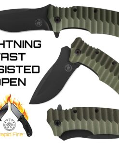 Off-Grid Knives - Rapid Fire Ranger, Camping & Hunting Knife, Cryo D2 Blade Steel with Olive Drab G10 Scales, Deep Clip, Left or Right Carry, Survival, Hiking, Fishing, Boating, Bushcraft OD Green 23 81hg7ZTTfL