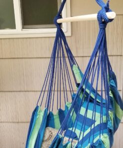Sorbus Stylish Swing Chair - Fine Cotton Weave for Super Comfort & Durability - Hanging Hammock Chair w/2 Seat Cushions- Portable Outdoor Hanging Chair w/Hardware Kit - Indoor Outdoor Use - Max 265lbs Blue 42 81hgdmd291L 1