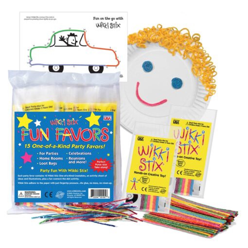 Party Favor Paks, Contains 15 Premium paks, Each with 12 Wikki Stix and Activity Sheet, Made in The USA! Original Version