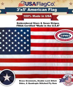 American Flags for Outside 3x5 - USA Flag Co. American Flag 3x5 Heavy Duty Outdoor Made in USA with Embroidered Stars and Sewn Stripes, This US Flag is an American Made Flag 3 by 5 Foot 24 81hiIf9HPZL