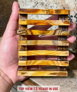 Magift Piece Home Bathroom Soap Case, Sink Deck Bathtub Shower Dish, Rectangular, Hand Craft, Natural Wooden Holder for Sponges, Scrubber, 2 Count(Pack of 1), Brown 2 Pack Brown 36 81hienw9fwL