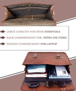 ANUENT 14 Inch Genuine Leather Messenger Bag Vintage Brown Small Briefcase Shoulder CrossBody Satchel for Men and Women Ideal for Laptop, iPad, and Tablet 15 81hjVFxpG8L