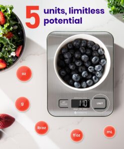 Etekcity Food Scale, Digital Kitchen Scale, 304 Stainless Steel, Weight in Grams and Ounces for Baking, Cooking, and Meal Prep, LCD Display, Medium Basic Medium Size 33 81hlqG9SxUL