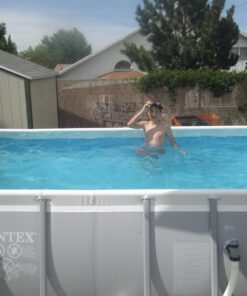 Intex 18ft X 9ft X 52in Ultra Frame Rectangular Pool Set with Sand Filter Pump, Ladder, Ground Cloth & Pool Cover 26 81hmSPCxTLL