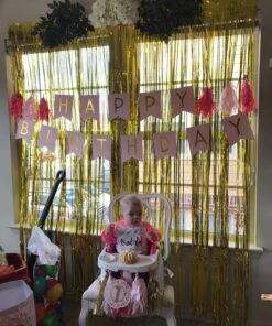 Metallic Gold Foil Fringe Shiny Curtains for Party, Prom, Birthday, Event Decorations 3 foot x 8 foot (1 Curtain) 23 81hpBU3aJvL