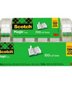 Scotch Magic Tape, Invisible, Repair Christmas Cards and Use as Holiday Gift Wrap Supplies for Christmas, 6 Tape Rolls With Dispensers 27 81hpHH4Sn5L