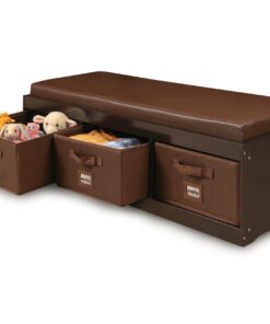 Badger Basket Kid's Padded Toy Storage Bench with Cushion and Three Fabirc Bins - Espresso Espresso/Espresso 22 81hpVv8Nh0L