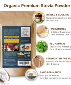 Easy Use Organic Stevia Powder 200g (7.05oz / 1600 Servings) All Natural Alternative Sweetener 12 x Sweeter than Processed Sugar with No Artificial additives & fillers 23 81hpmMRuO8L 1
