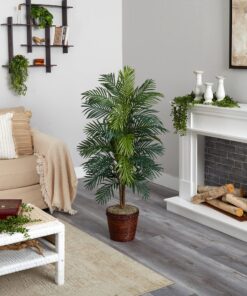 Nearly Natural 5263-0308 56in. Areca Palm Silk Tree with Basket, Green,30" x 32" x 56" 31 81hr7gyioL