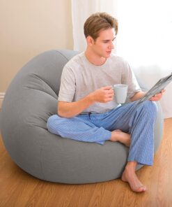 Alternative view of INTEX 68579EP Beanless Bag Inflatable Lounge Chair: Corduroy Textured Flocking – Durable Vinyl – Folds Compactly – 220lb Weight Capacity – 45" x 45" x 28",Grey