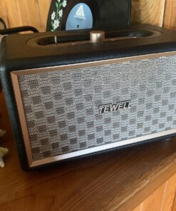 TEWELL Speaker for Turntable, HD 24W Audio Vintage Wireless Speakers Plug-in Speaker with Extended Bass and Treble, Knob for Volume Control, Toggle Switch and 3.5mm AUX Input Black 33 81htPJRA74L