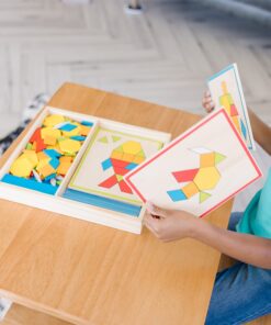 Melissa & Doug Pattern Blocks and Boards - Wooden Classic Toy With 120 Solid Wood Shapes and 5 Double-Sided Panels, Multi-colored - STEAM Animals, Tangrams Puzzle For Kids Ages 3+ Standard 40 81hue5dHviL