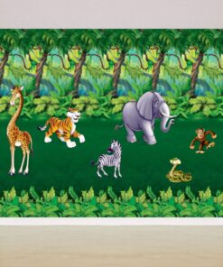 Beistle Jungle Trees Wall Backdrop, 4’ x 30’ – Photo Backdrop, Easy to Adhere Wall Covering, Tropical Party Decorations, Jungle Party Decorations, Greenery Backdrop, Party Decor 28 81hvM9fh3sL