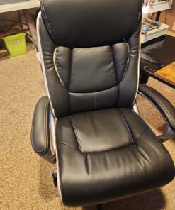 Serta Executive Office Smart Layers Technology Leather and Mesh Ergonomic Computer Chair with Contoured Lumbar and ComfortCoils, Black & White 44 81hvolSXBcL