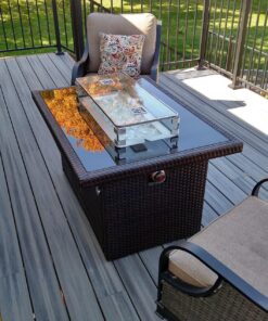 Outland Living 401 Series - 44-Inch Outdoor Propane Gas Fire Table, Espresso Brown/Rectangle 44 81hw4e9ixpL