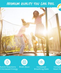 SkyBound Replacement Trampoline Mat, Fits 14ft Frames w/Spring Tool and Durable V-Rings, Bounce Safely with Extra Rows of Stitching - Jumping Mat for 14ft Round Trampoline - Fit 72, 88, and 96 Springs 150” Wide | 72 Rings | Fits 5.5” springs Black 27 81hx 2DDx2L