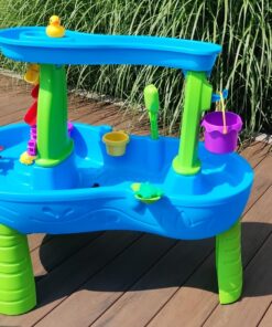 Step2 Rain Showers Splash Pond Toddler Water Table, Outdoor Kids Water Sensory Table, Ages 1.5+ Years Old, 13 Piece Water Toy Accessories, Blue & Green Without Umbrella PlaySet 44 81hxoEt779L 2