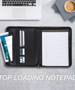 Samsill Professional Resume Padfolio with Secure Zippered Closure, 10.5 x 13 inches, Sleeve for 10.1 inch Tablet, 8.5 x 11 Notepad, Black Full Size 39 81hzWABUTHL