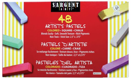 Sargent Art 22-4148 Colored Square Chalk Pastels, 48 Count