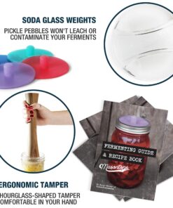 Masontops Complete Mason Jar Fermentation Kit - Pickle Kit, Sauerkraut Making Kit Kimchi Container - Fermentation Airlock Lids Wide Mouth Mason Jars 23 81i3g8HwANL