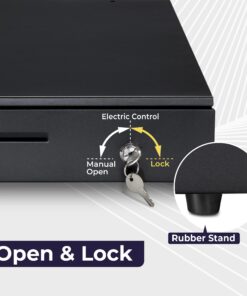 Cash Register Drawer for Point of Sale (POS) System with Removable Coin Slots, 5 Bill/6 Coin, 24V, RJ11/RJ12 Key-Lock, Media Slot, Black 5 Bill 6 Coin 16 81i5dd8filL