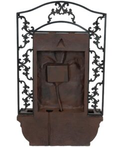 Sunnydaze French Lily 33-Inch Polystone Outdoor Wall Water Fountain - Electric Submersible Pump - Iron Finish 15 81i6Z1B86SL