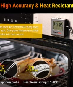 ThermoPro TP-16 Large LCD Digital Cooking Food Meat Smoker Oven Kitchen BBQ Grill Thermometer Clock Timer with Stainless Steel Probe Light Silver 23 81i7aQtT8rL