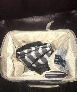 Hafmall Diaper Bag Backpack, Multifunctional Baby Diaper Bag with Stroller Hooks, Stylish Baby Bag for Mom Dad, Gray Black Black Gray 75 81i8ZAxXLVL