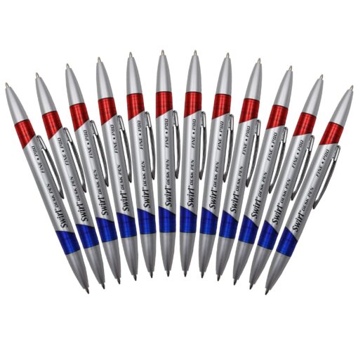 J.R. Moon Pencil JRMP80 Swirl Ink Pens Combo, 0.4" Height, 1.8" Wide, 6.9" Length, Red/Blue (12 Count)