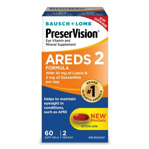 PreserVision AREDS 2 Eye Vitamin & Mineral Supplement, Contains Lutein, Vitamin C, Zeaxanthin, Zinc & Vitamin E, 60 Minigels (Packaging May Vary) Unflavored 60 Count (Pack of 1)