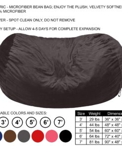 Amazon Basics Memory Foam Filled Bean Bag Lounger with Microfiber Cover, 6 ft, Grey, Solid 26 81iGFhx3MNL