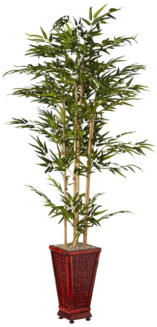 Nearly Natural 5922 6-Feet Bamboo Tree with Decorative Planter, Green